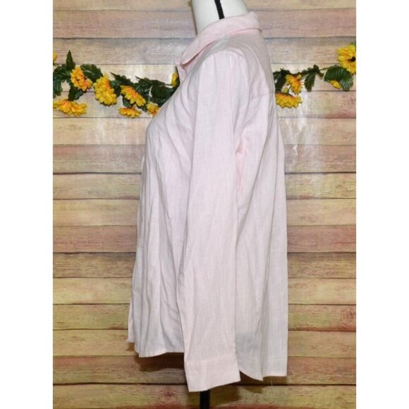 NWT Mi Ami Pink Viscose Linen Blend Long Sleeve Dress Button Up Top Shirt Size M - Picture 3 of 8